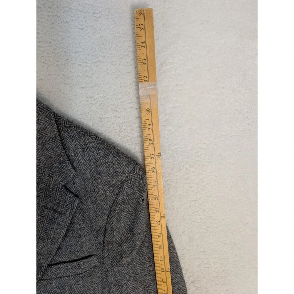 Men's VTG Joseph A Bank Blazer HARRIS TWEED SCOTTISH WOOL Gray Harringbone‎